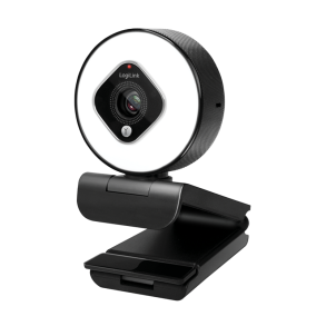 Full HD USB webcam, 76°, dual microphone, auto focus, ring light, tripod