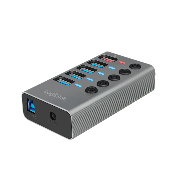 USB 3.2 Gen 1 hub, 4-port + 1x Fast Charging port, on/off switch