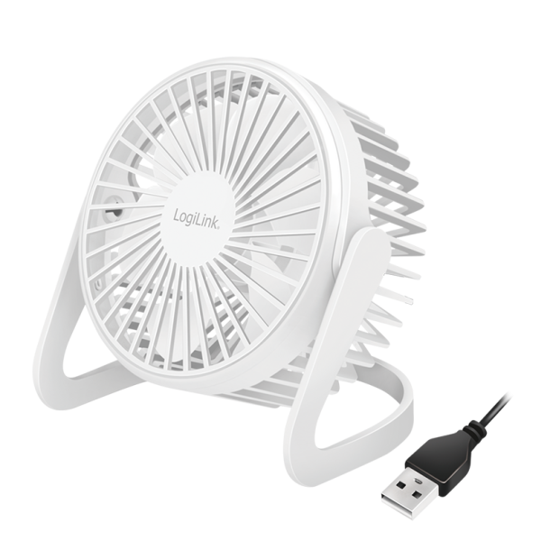 USB desk fan, 12.7 cm, 30 dB, white