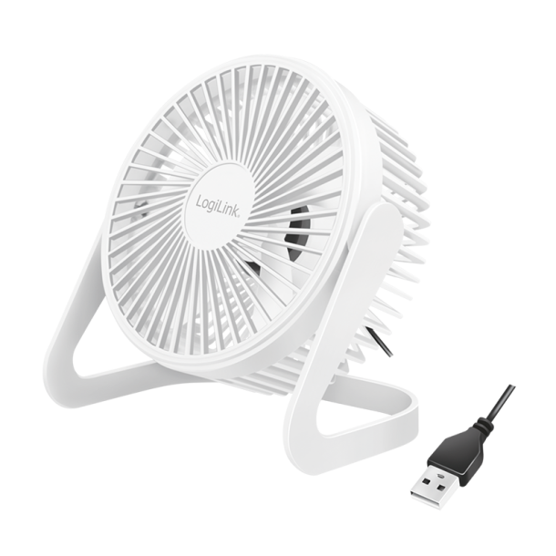 USB desk fan, 15.24 cm, 40 dB, white