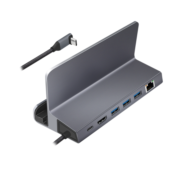 LogiLink USB 3.2 Gen1 docking station and holder, 6 port, USB-C PD, aluminum, silver