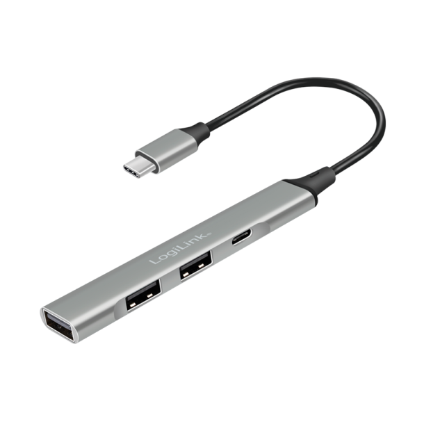 LogiLink USB 3.2 Gen 1, 4-port USB-C hub, slim design, aluminum housing