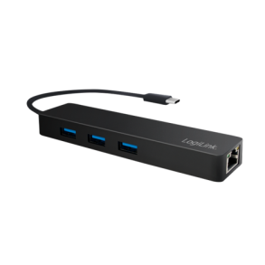 USB 3.2 Gen 1x1 USB-C 3-port hub, with gigabit adapter
