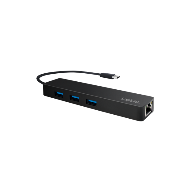 USB 3.2 Gen 1x1 USB-C 3-port hub, with gigabit adapter