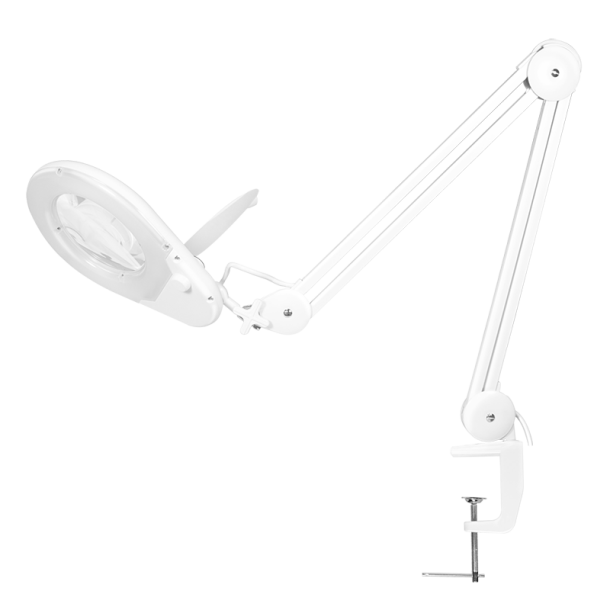 Magnifying glass lamp with clamp mount, 5 diopter