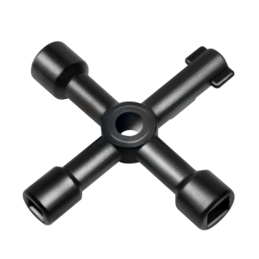Universal cross key wrench for control cabinets and shut-off systems