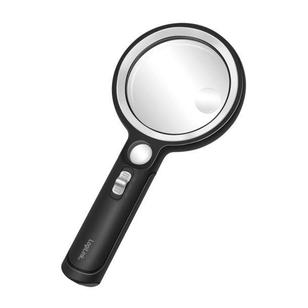 Magnifying glass with light, 5x, 13x and 20x magnification, black