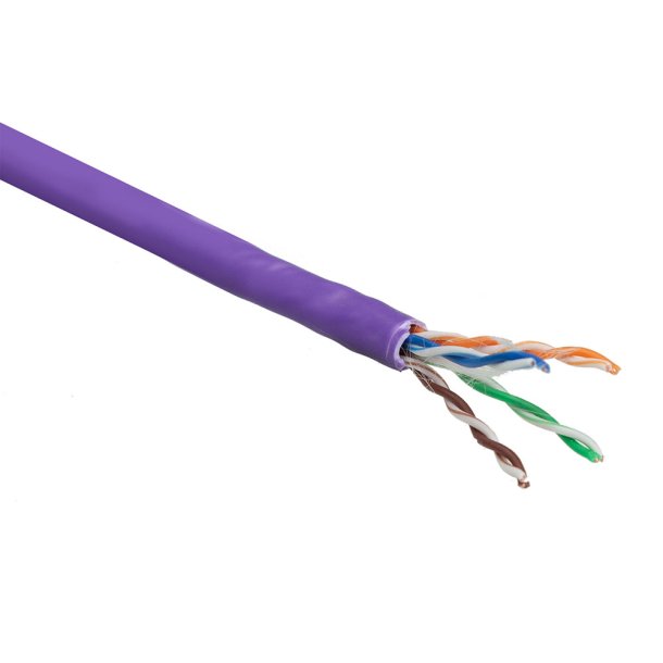 ACT Cat 6 U/UTP solid installation cable without pair splitter, LSZH, CPR euroclass DCA, 24AWG, violet 305 meter