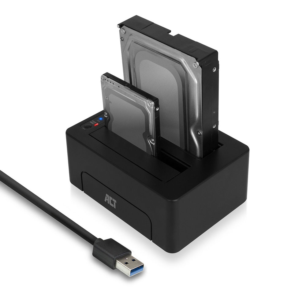 ACT 2.5 inch and 3.5 inch SATA dual hard drive docking station, USB 3.2 Gen1