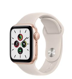 Apple Watch SE GPS 40mm Gold Aluminium Case with Starlight Sport Band - Regular — produktfoto