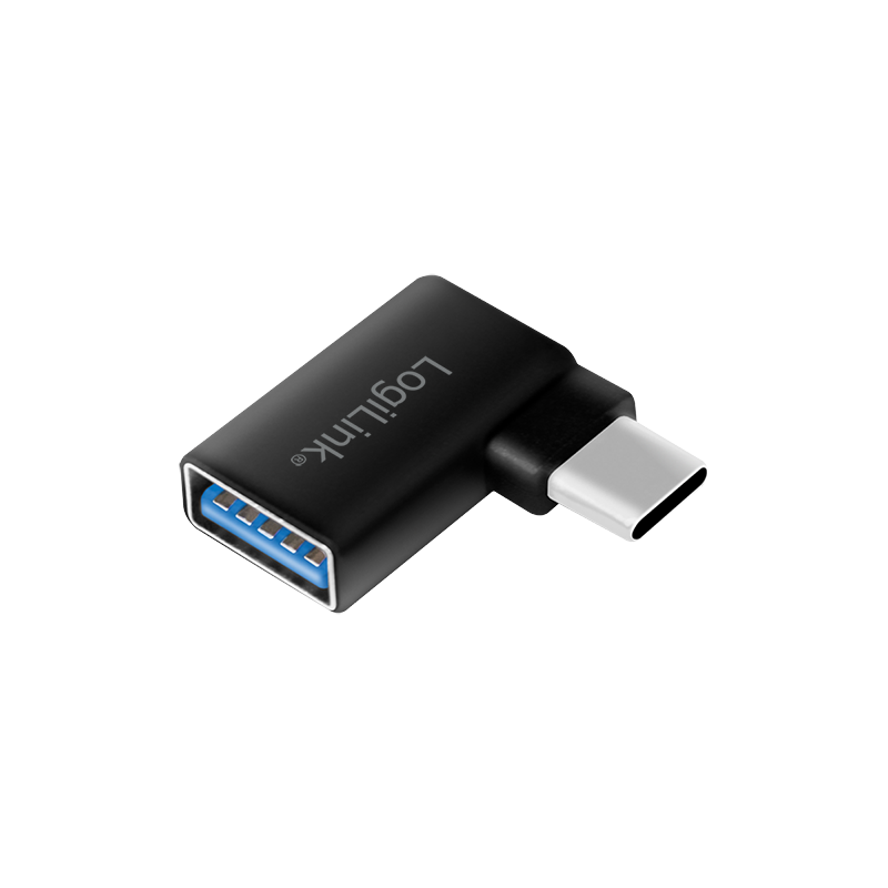 USB 3.2 Gen 1 Type-C adapter, C/M to USB-A/F, 90° angled, black