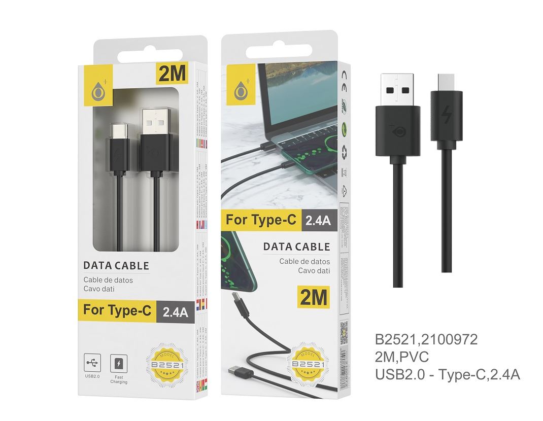 OnePlus USB-C kabel 2 M - 2,4 Amp - Sort