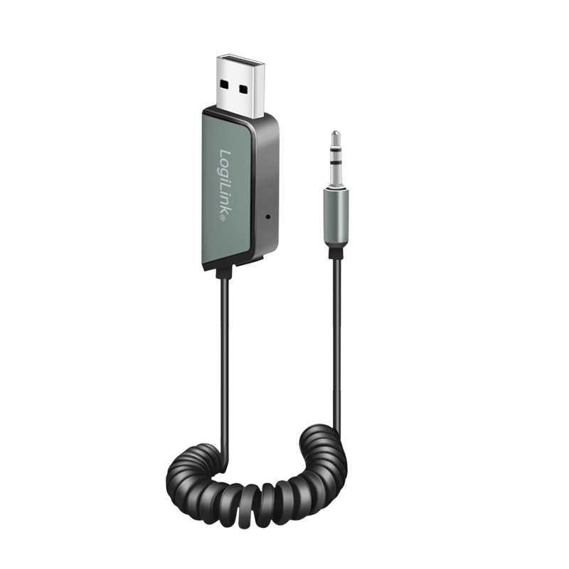 LogiLink Bluetooth 5.3 audio receiver for vehicles, 1x USB-A, 1x 3.5 mm Aux, black