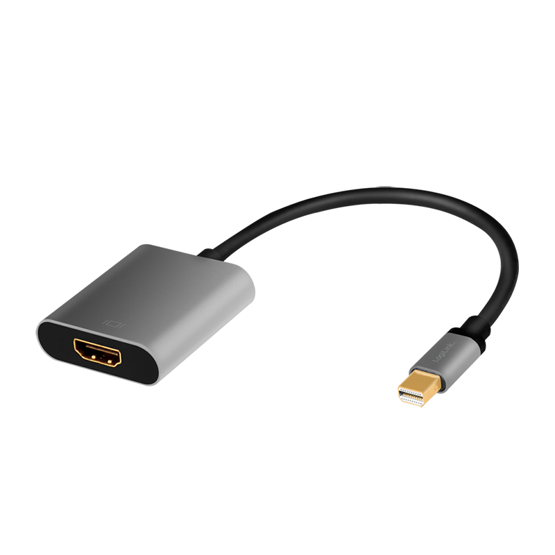 DisplayPort adapter, mDP/M to HDMI/F,4K/60Hz, alu, black/grey, 0.15 m
