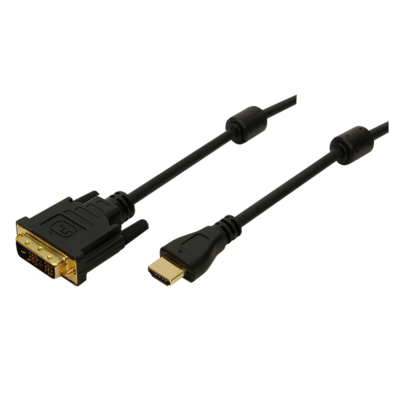 HDMI (Han) til DVI-D (Han) kabel. LogiLink. Guldbelagte stik. 5m