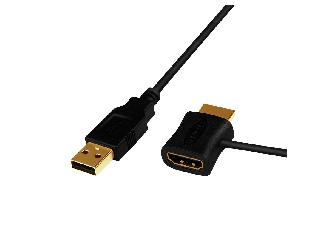 HDMI power adapter USB 2.0/M to HDMI/M + HDMI/F 0.5 m