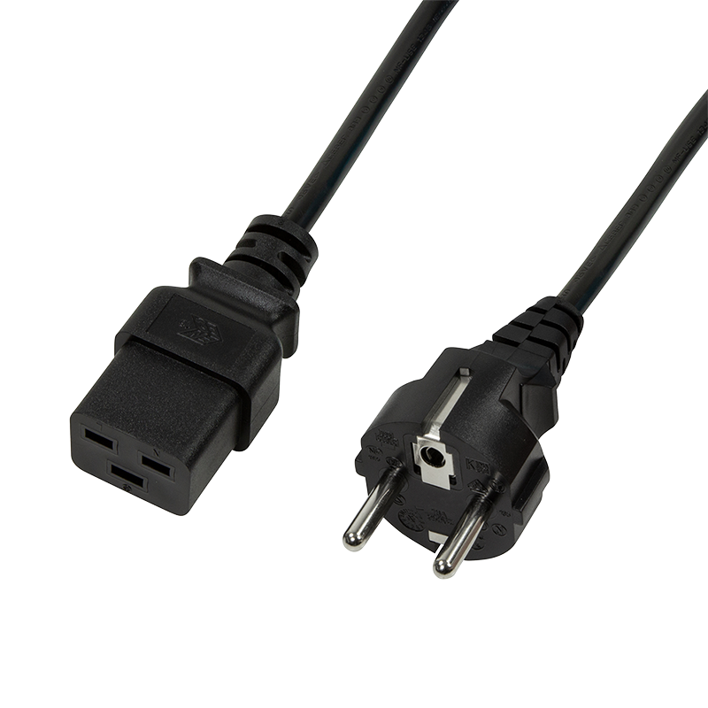 LogiLink Power cord, CEE 7/7 (90°) to IEC C19, black, 3 m