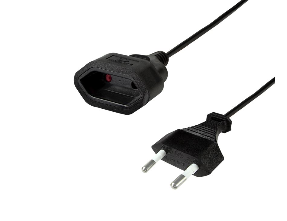 LogiLink Power cord extension, CEE7/16, black, 0.2 m