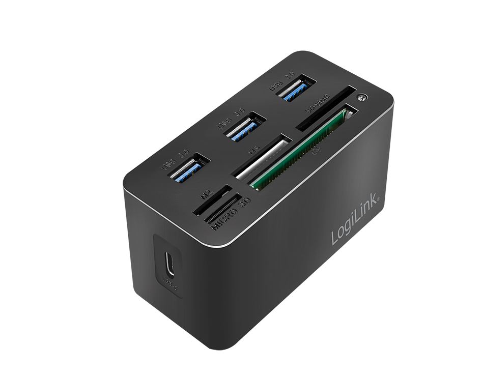 LogiLink USB 3.2 Gen 1 docking station, 8-port, mini, black - with cardreader