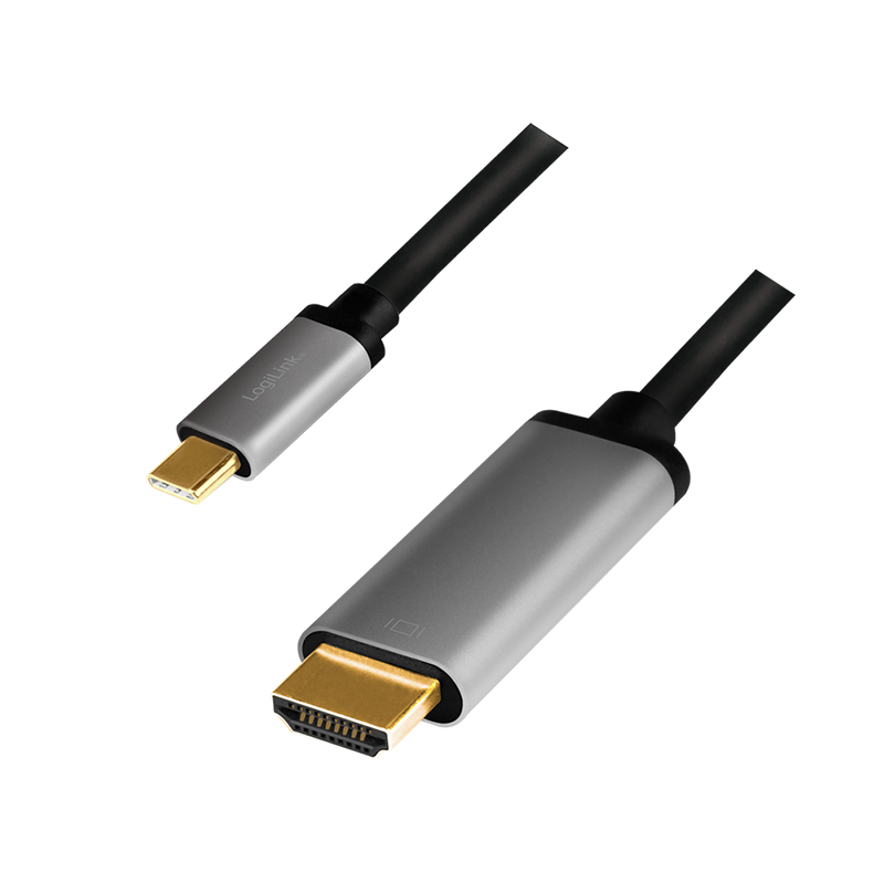 USB 3.2 Gen1 Type-C cable, C/M to HDMI/M, 4K, alu, black/grey, 1.8 m
