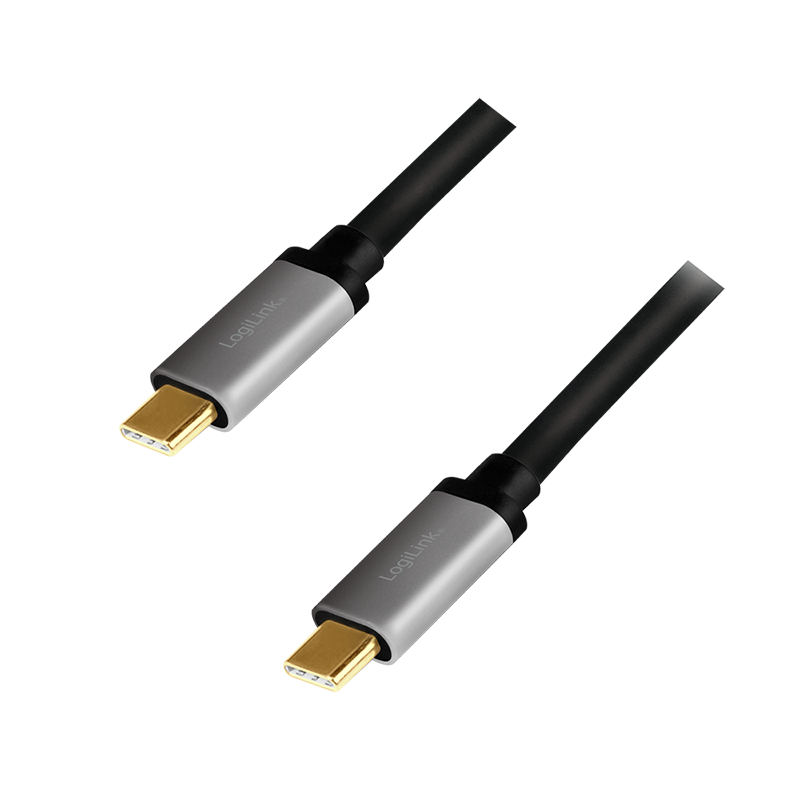 USB 3.2 Gen2 Type-C cable, C/M to C/M, PD, AV, alu, black/grey, 1 m