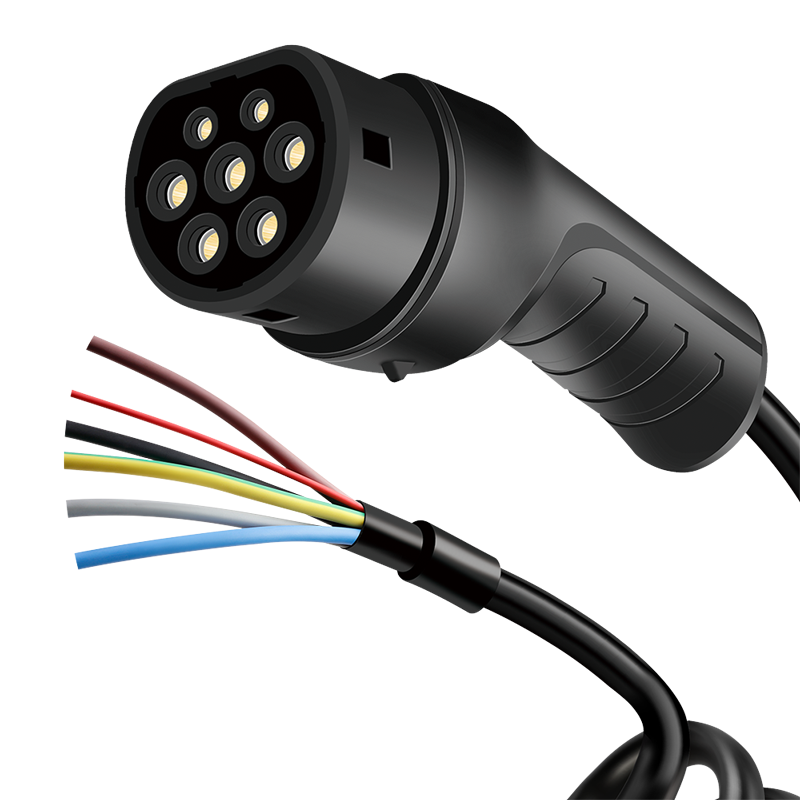 LogiLink EV charging cable, open end, Type 2, 3-phase, spiral, 32 A, 22 kW, 5 m