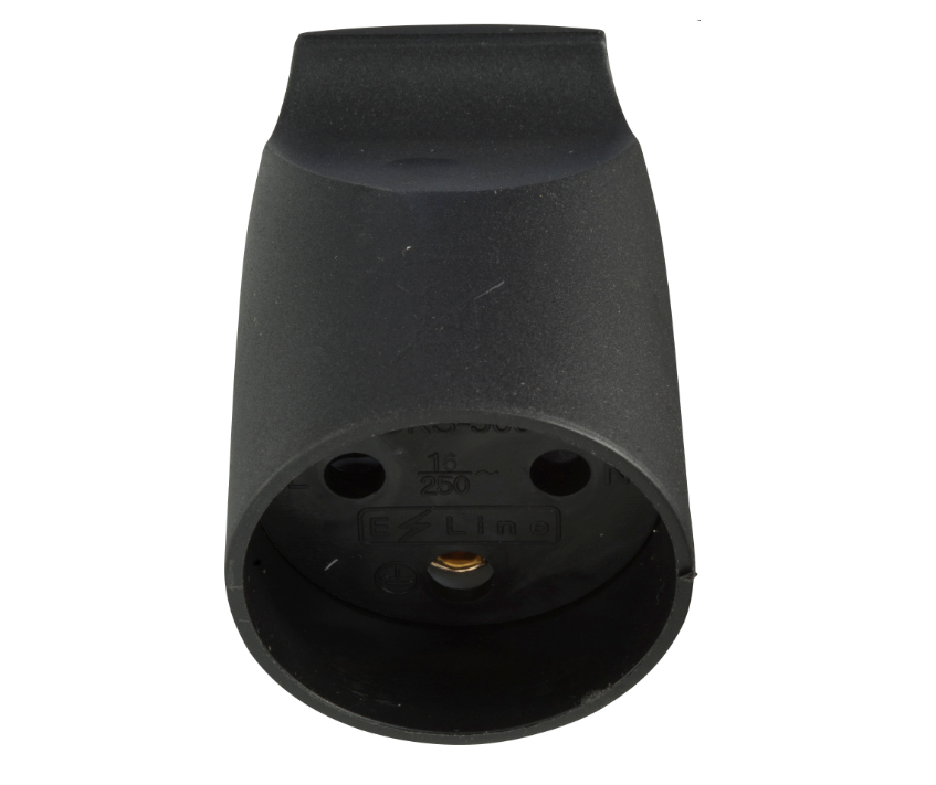 E-Line Forlngerled rund Med jord. Sort. 230V 16A