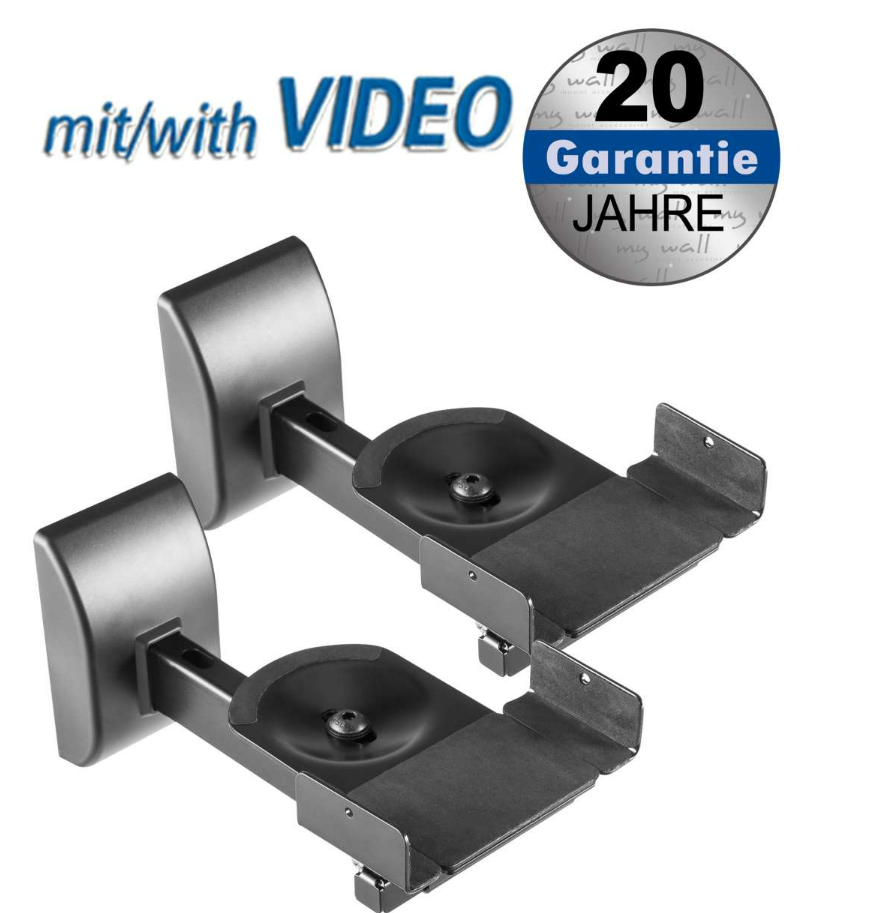 MyWall Universal Speaker bracket - Loads up to 15 kg, 286 mm wall distance, content: 2 pcs.