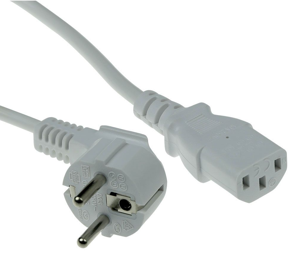 ACT PWRCORD CEE7/7 ANG-C13 WH 5,0M