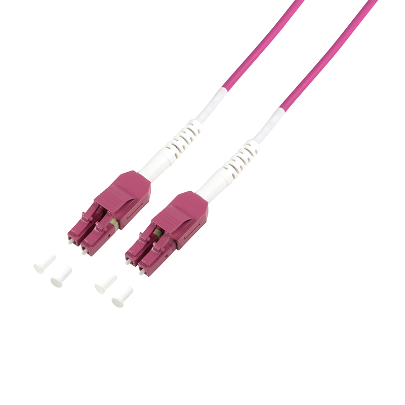 Fiber duplex patch cable, OM4, 50/125µ, Uniboot LC-LC, erika violet, 1 m
