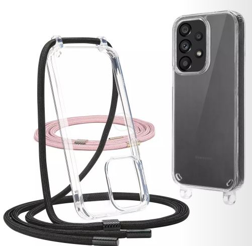 Samsung A54 Cover med snor - Pink & Sort