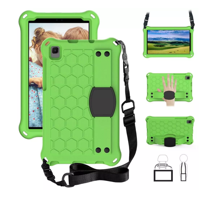 iPad 10,2 - Børnecover m. Skulderstrop - Bikube Mønster - Grøn