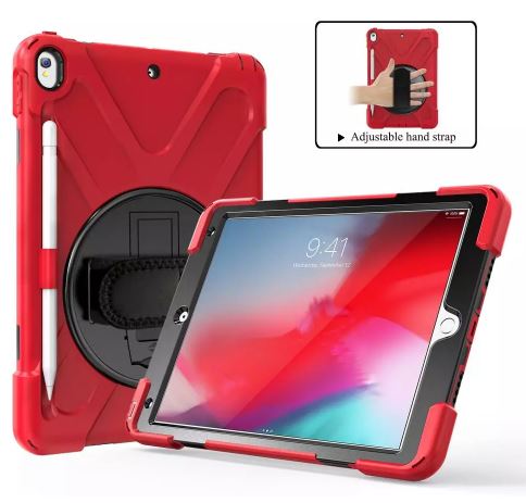 iPad Air 10,5 (2019) Håndværker Cover m. 360? Ståfunktion & Håndholder - Rød