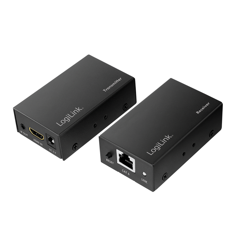 HDMI extender set over LAN, 60 m, 1080p/60 Hz, POC, IR