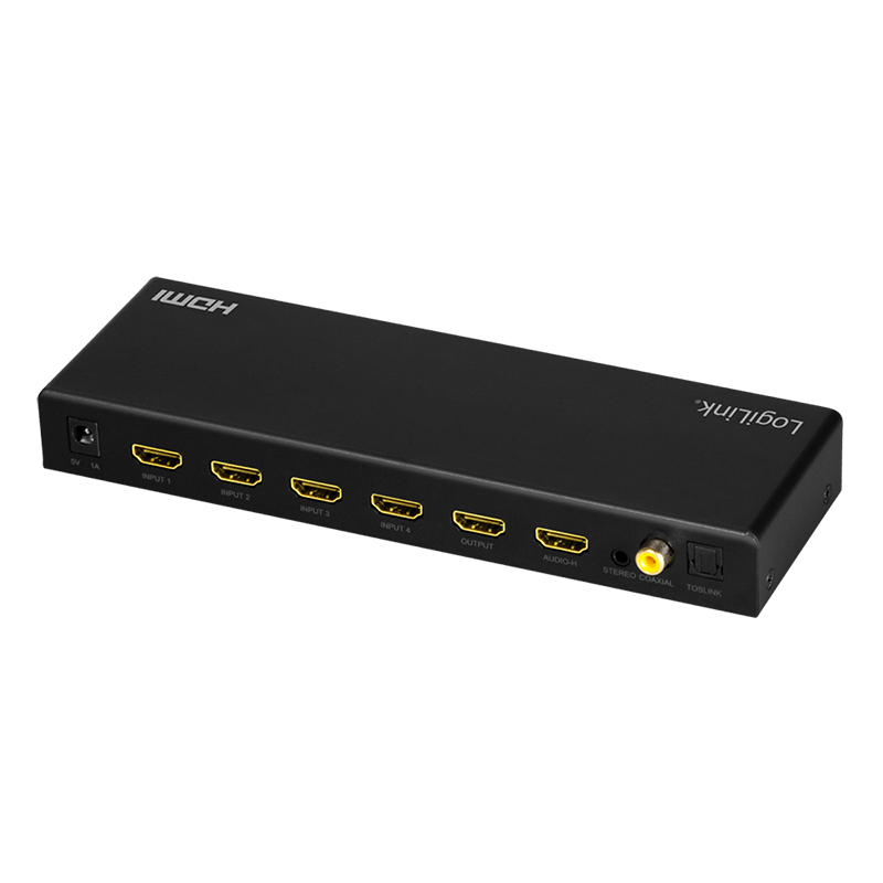 HDMI switch, 4x1-Port, 4K/60 Hz, HDCP, HDR, ARC, audio extract, RC