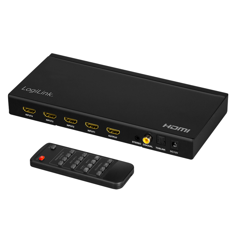 HDMI switch, 4x1-Port, multiviewer, 1080p/60 Hz, scaler, seamless, RC