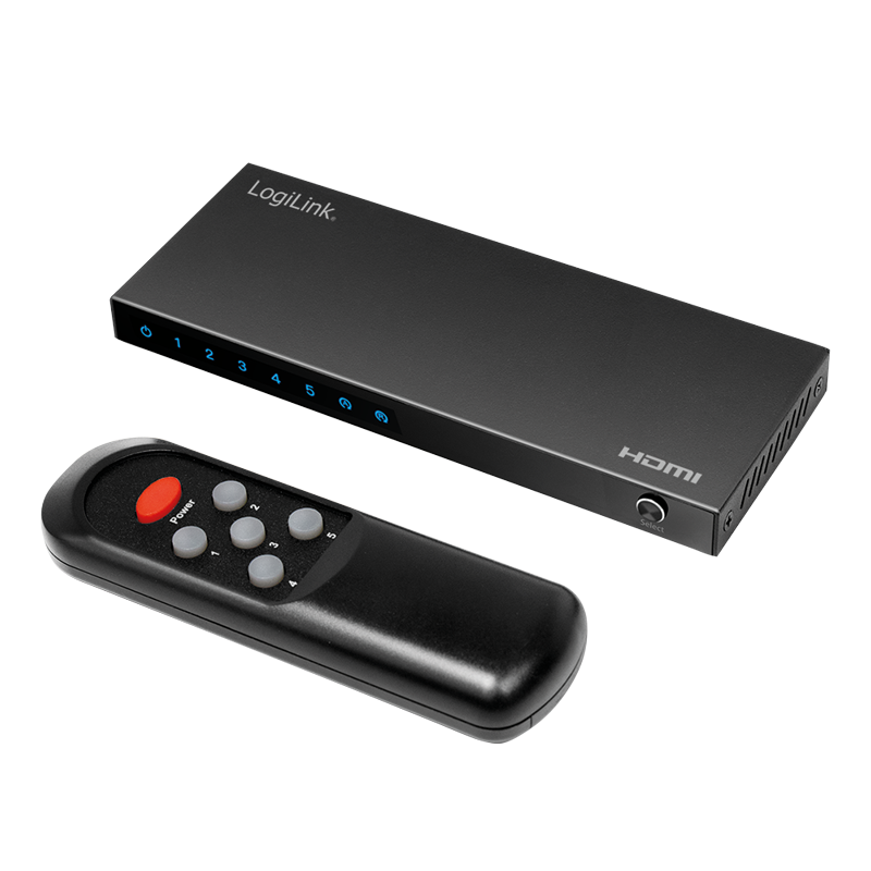 HDMI switch, 5x1-Port, 4K/60 Hz, HDCP, HDR, CEC, RC, metal