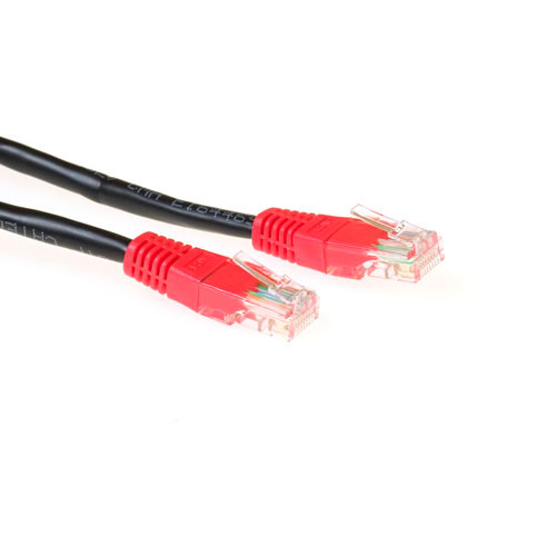 ACT Black 2 meter U/UTP CAT5E patch cable cross with RJ45 connectors