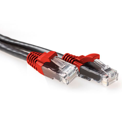 ACT Black 5 meter U/UTP CAT6A patch cable cross with RJ45 connectors