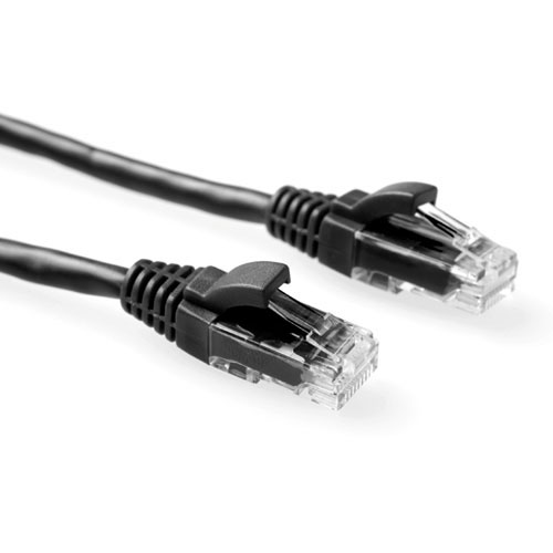 ACT Black 0.5 meter U/UTP CAT5E patch cable component level with RJ45 connectors