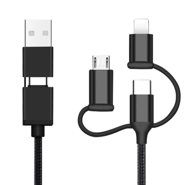 Multi ladekabel - USB-C / USB 2.0 til micro USB / USB-C & Lightning