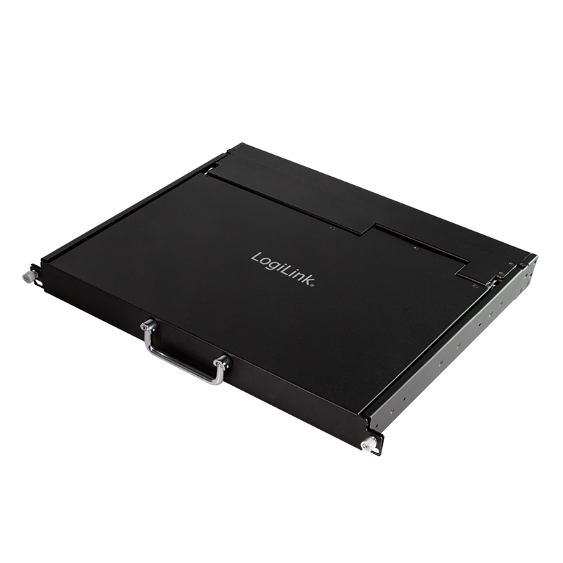 LCD-KVM-console with 8-port KVM switch, VGA, USB-A, PS/2, low installation depth, QWERTY