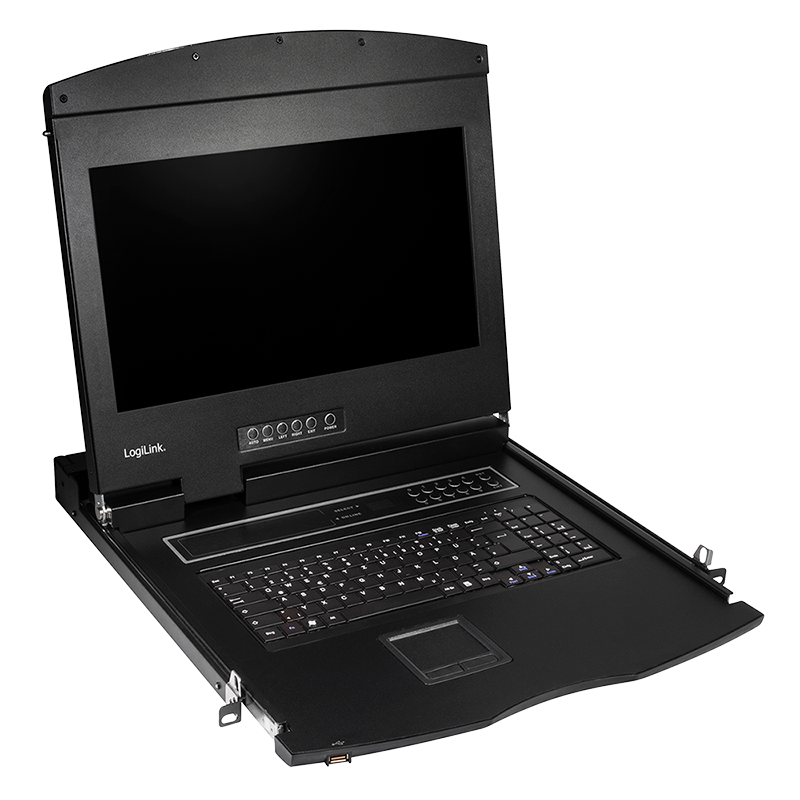KVM-console with 17" screen , HDMI, Full HD, USB-A, PS/2, QWERTY
