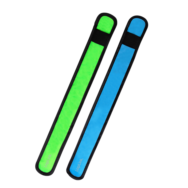 LogiLink LED snap bracelet, 2 pieces, blue & green, nylon