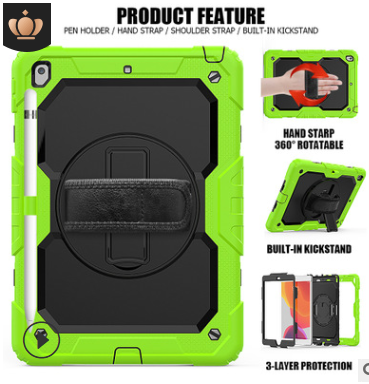 Robust cover til iPad 10,2 med kickstand og frontfilm - Grøn