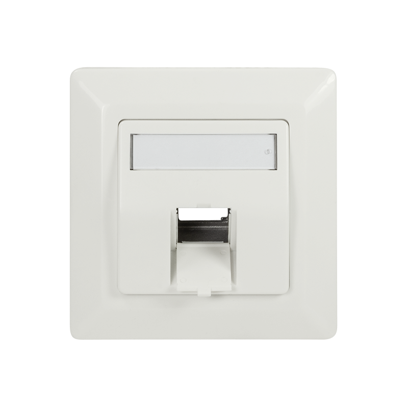 Face plate for 1 keystone jack, 45° outlet, pure white