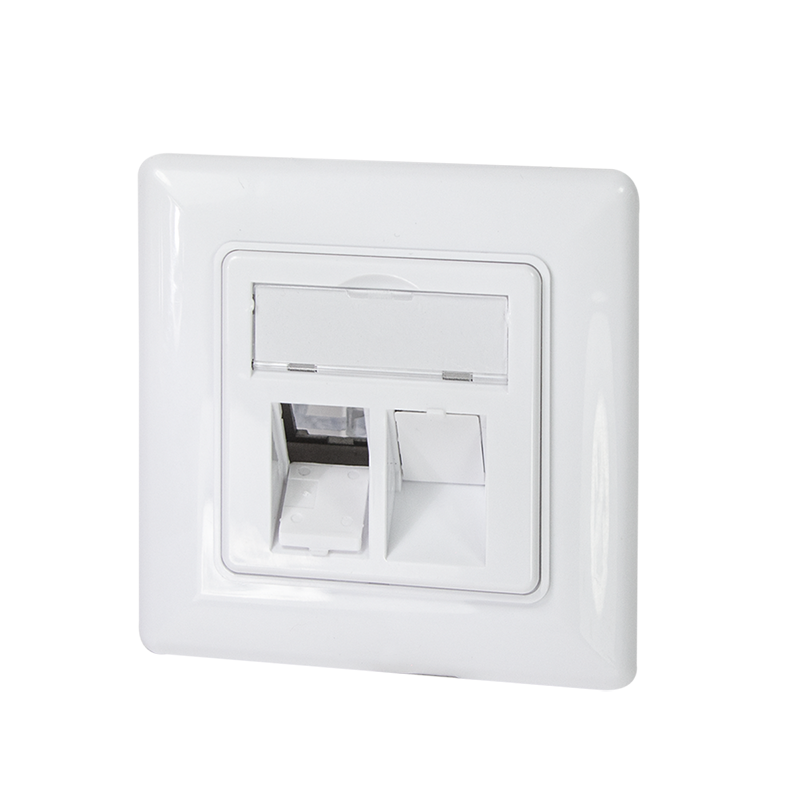 Keystone face plate for 2 modules, German type, pure white