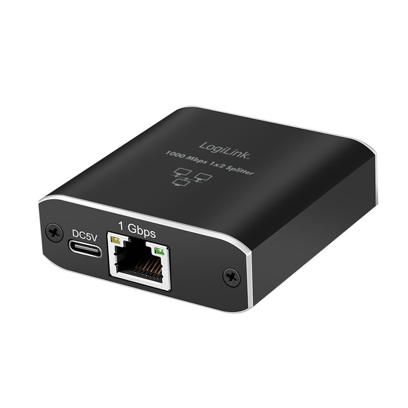 LogiLink Gigabit Ethernet Splitter 1 to 2, 1000 Mbit/s, with USB power