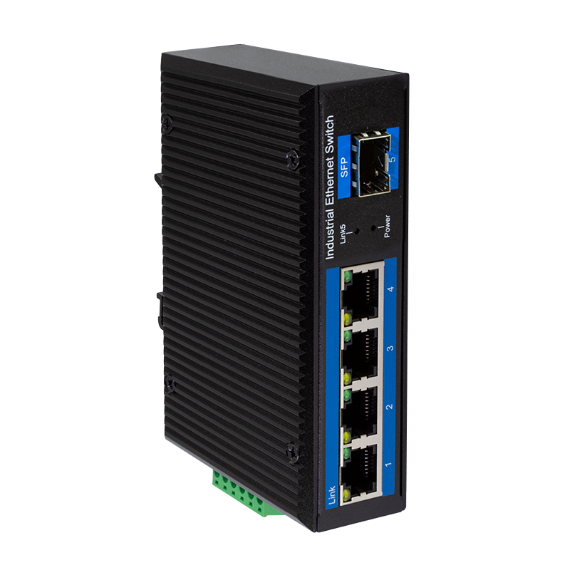 Industrial Gigabit Ethernet Switch, 4-Port 1000 Mbps + 1 port SFP