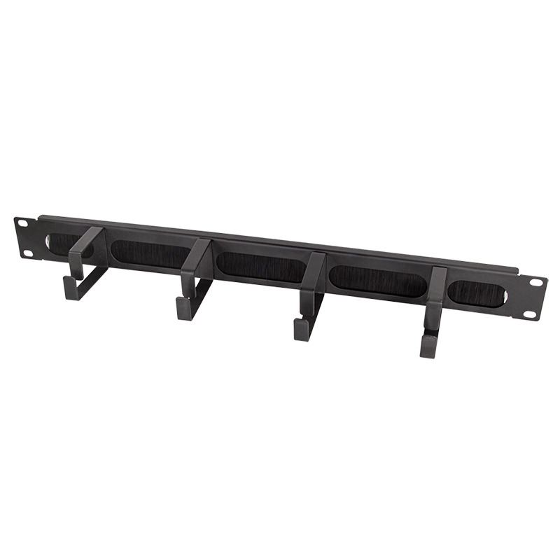LogiLink 19" cable management bar with 4 metal brackets and brush strip, black